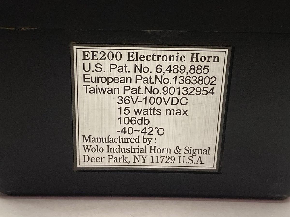 Wolo,EE200,Electronic Horn 36V-100VDC 15 Watts Max 106db