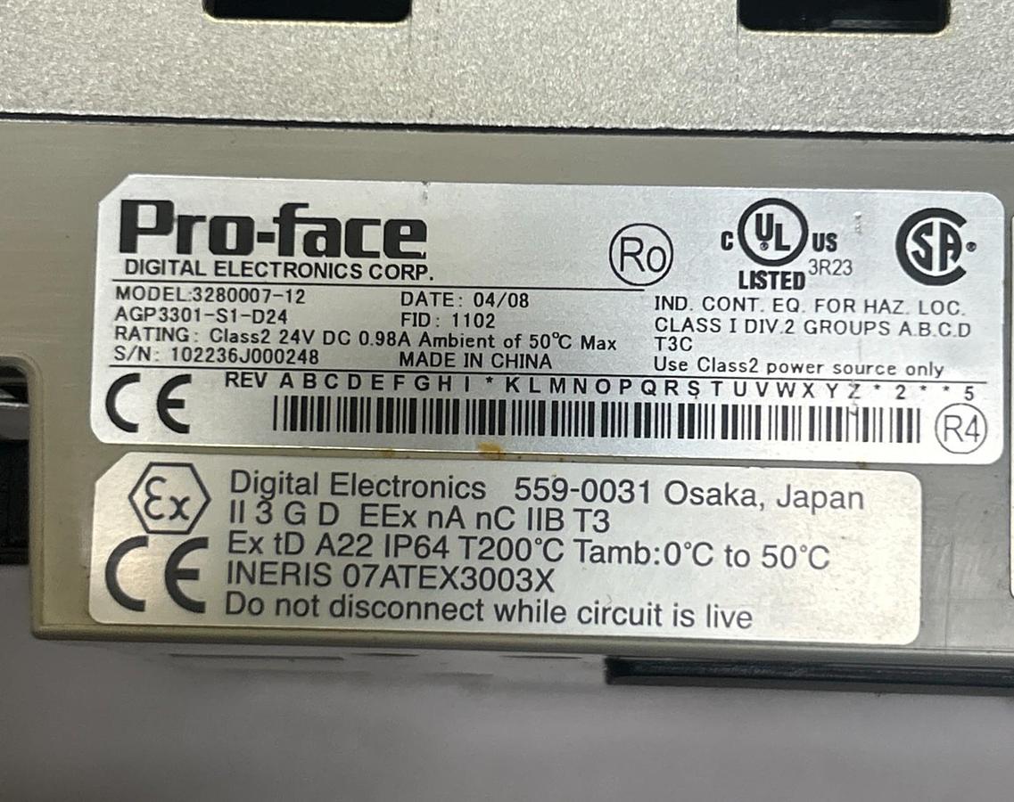 Used PRO-FACE,3280007-12,TOUCH OPERATOR INTERFACE PANEL