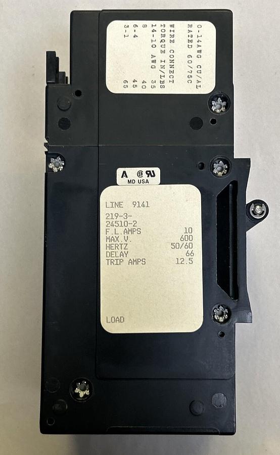 AIRPAX,219-3-24510-2,CIRCUIT BREAKER 10A 600V NOS