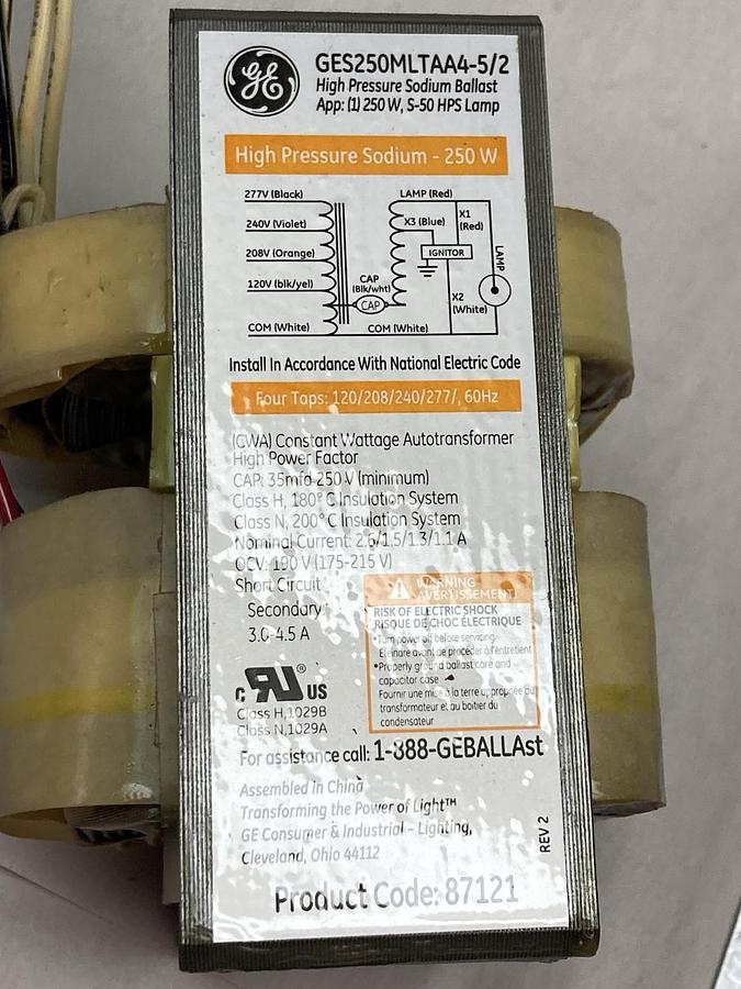 GE,GES250MLTAA4-5/2,High Pressure Sodium Ballast Kit