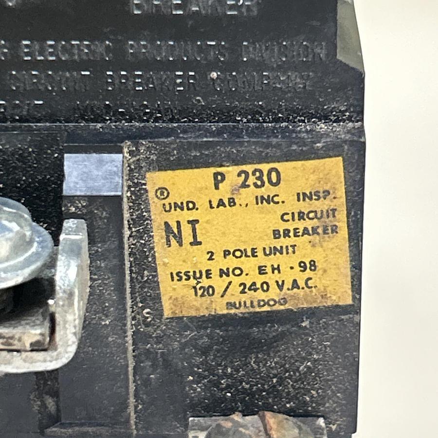 Used BULLDOG ELECTRIC,P230,PUSHMATIC CIRCUIT BREAKER 30A 120/240V 2P LOT OF 3