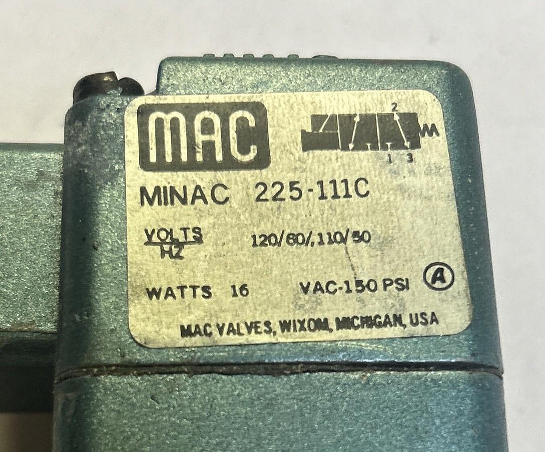 Used MAC VALVES,225-111C,SOLENOID VALVE