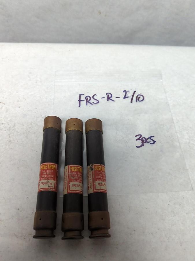 Used COOPER BUSSMANN,FRS-R-2/10,FUSETRON 2/10 AMP FUSE LOT OF 3 PRE-OWNED