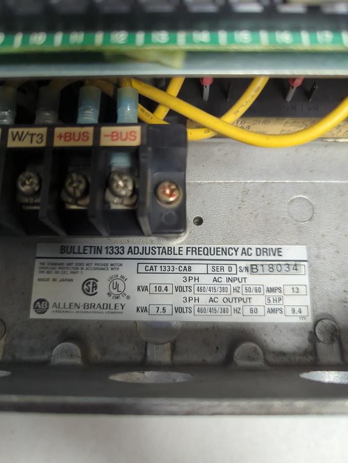 Used ALLEN BRADLEY,1333-CAB ADJUSTABLE FREQUENCY AC DRIVE PRE-OWNED