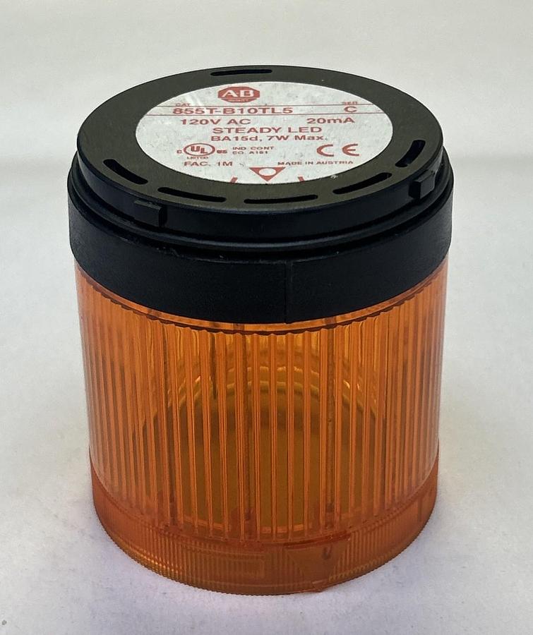 Used ALLEN BRADLEY,855T-B10TL5,AMBER STEADY LED STACK LIGHT NO BULB