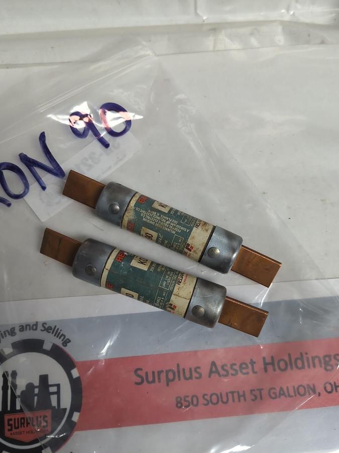 Used RELIANCE,KON90,ONE-TIME 90 AMP FUSE LOT OF 2 PRE-OWNED
