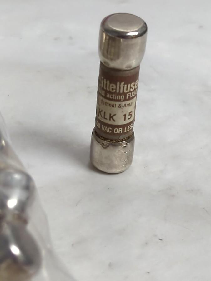 Used LITTELFUSE,KLK-15,FAST-ACTING 15 AMP FUSE LOT OF 50 PRE-OWNED