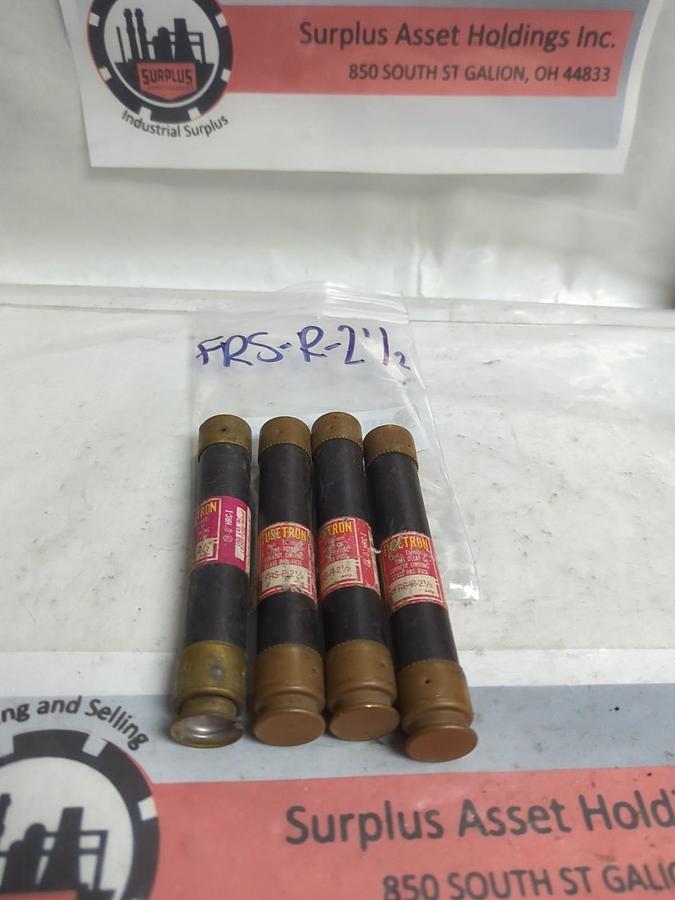 Used COOPER BUSSMANN,FRS-R-2-1/2,FUSETRON 2-1/2 AMP FUSE LOT OF 4 PRE-OWNED