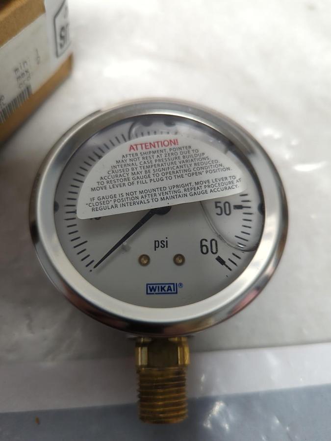 WIKA,0-60,GAUGE 2-1/2 IN FACE 1/4 IN NPT BOTTOM CONNECTION NOS