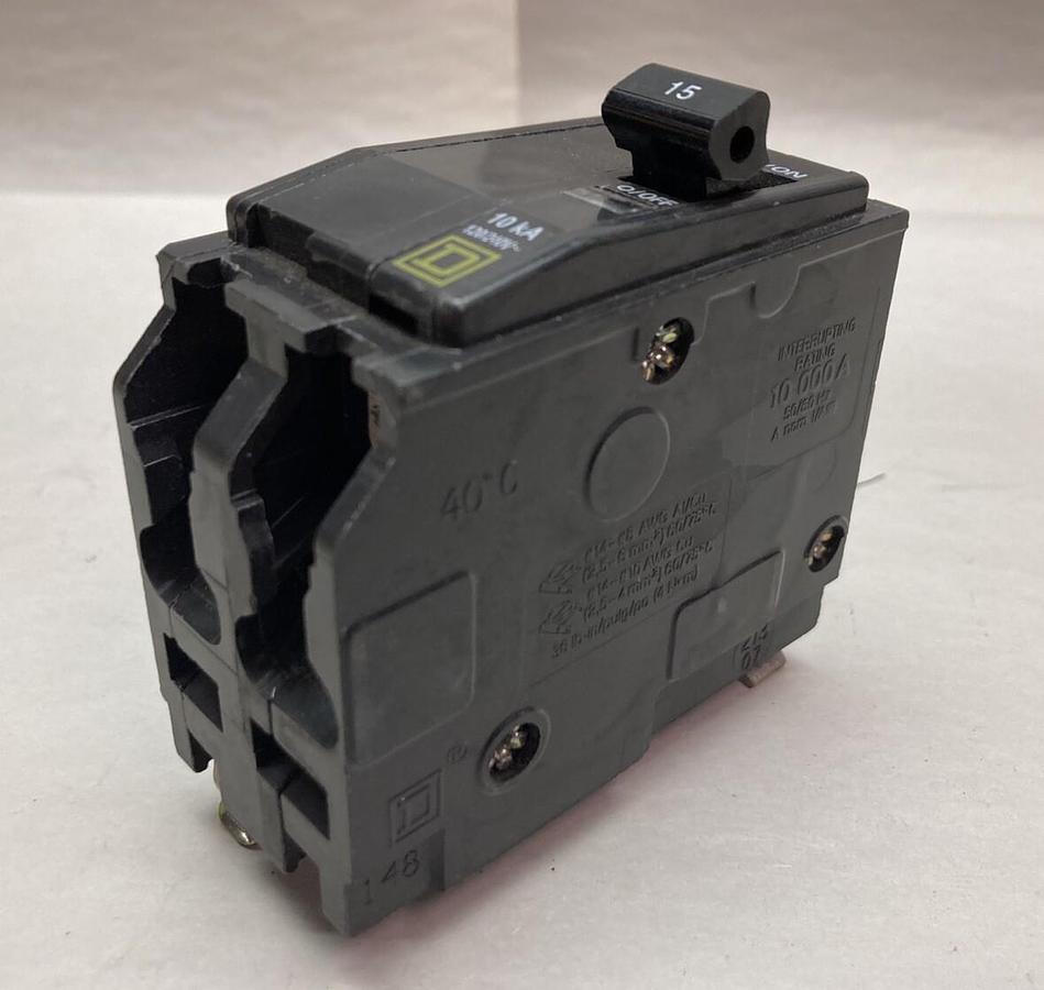 Used Square D,QO215,Circuit Breaker 15A 120/240V 2P