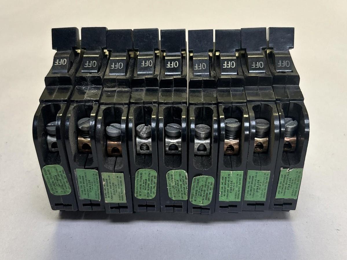 Used FEDERAL PACIFIC,NI120,CIRCUIT BREAKER 20A 120/240V 1P LOT OF 9