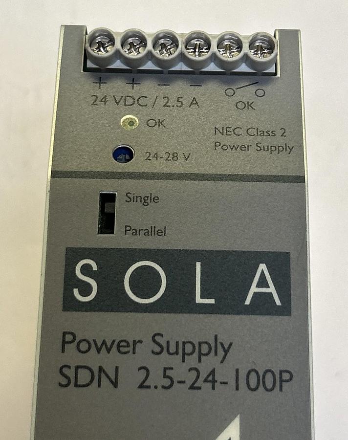 Used EMERSON SOLA,SDN 2.5-24-100P,POWER SUPPLY 2.5A 24VDC