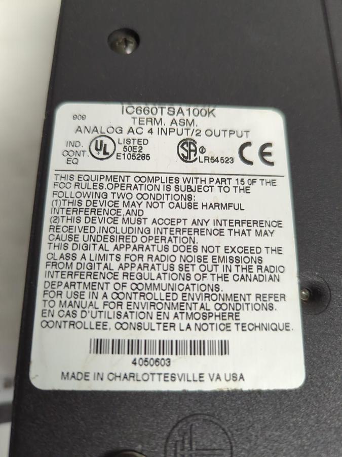 Used GE FANUC,IC660BBA100,ANALOG IN/OUT MODULE 115V 50/60HZ PRE-OWNED