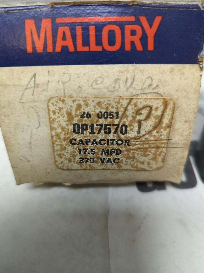 MALLORY,OP17570,CAPACITOR 17.5 MFD 370 VAC NOS