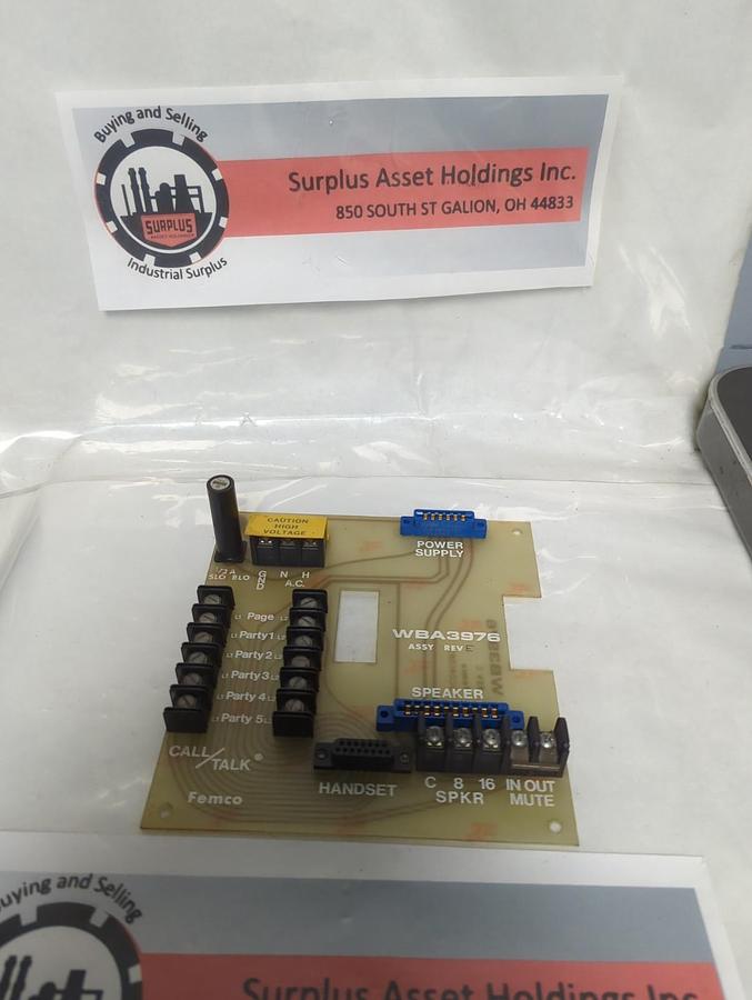Used FEMCO,WBA3976,CIRCUIT BOARD REV E PRE-OWNED