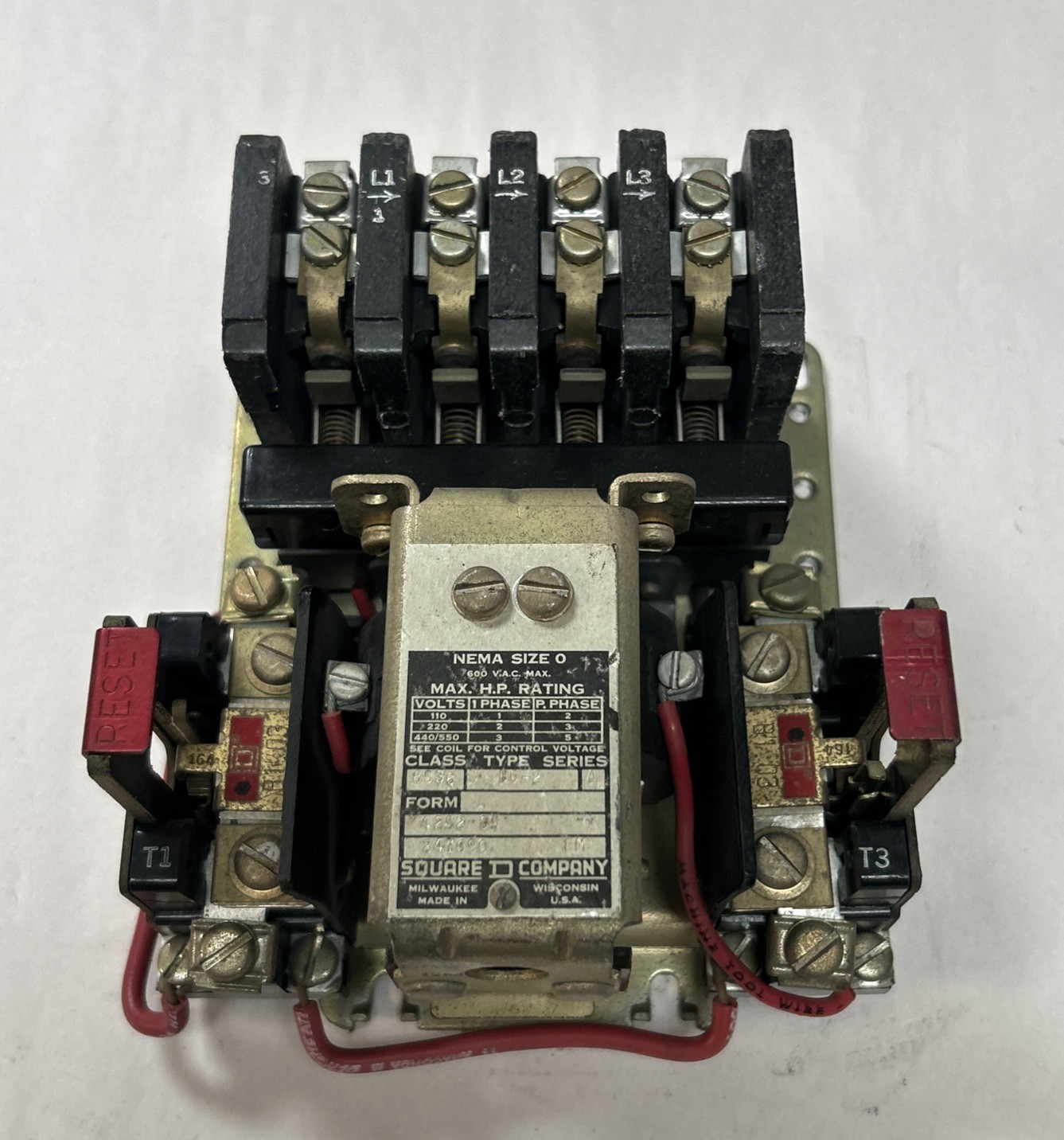 Used SQUARE D,8536-BG2,MOTOR STARTER SIZE 0