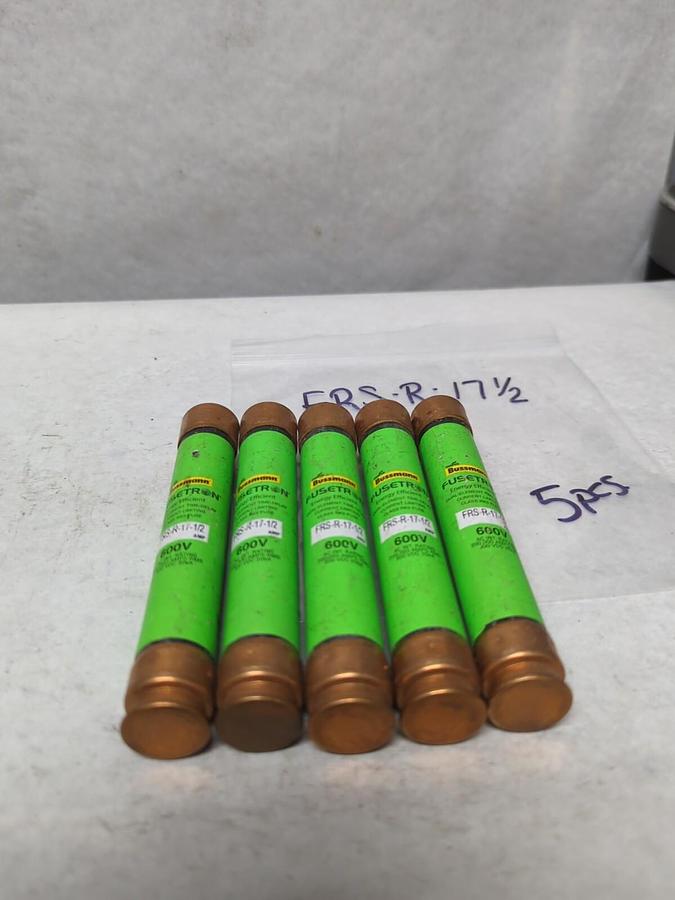 Used COOPER BUSSMANN,FRS-R-17-1/2,FUSETRON 17-1/2 AMP FUSE LOT OF 5 PRE-OWNED