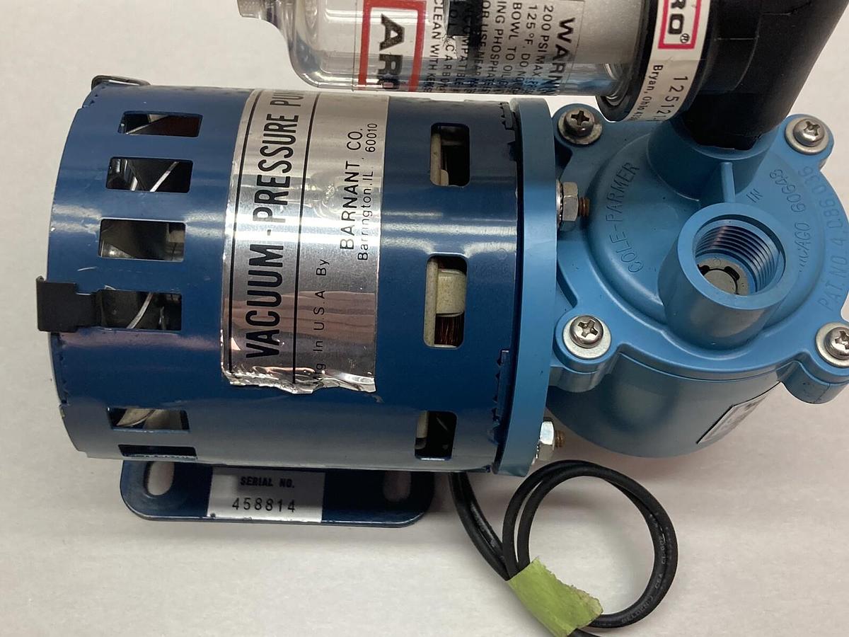 Used Barnant,12-86 OK86,Vacuum-Pressure Pump 115Vac 60Hz 1.1A