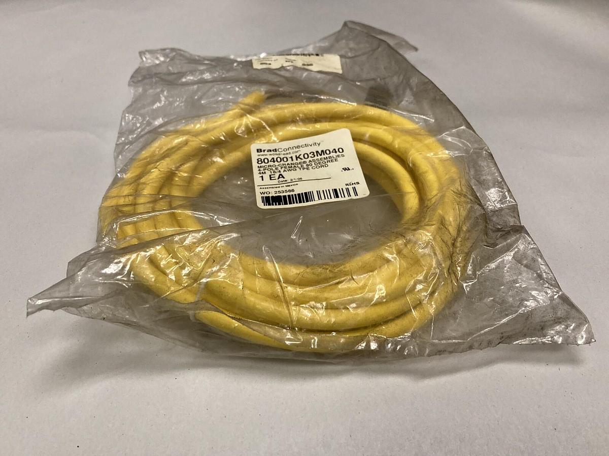 Used Brad Connectivity,804001K03M040,Micro-Change 4-Pole Female Cordset 4M