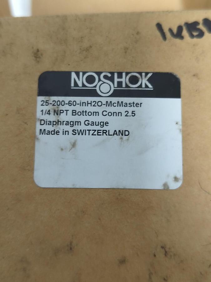 NOSHOK,25-200-60-INH20-MCMASTER,1/4IN  NPT BOTTOM CONN. 2-1/2 IN DIAPHRAM GAUGE