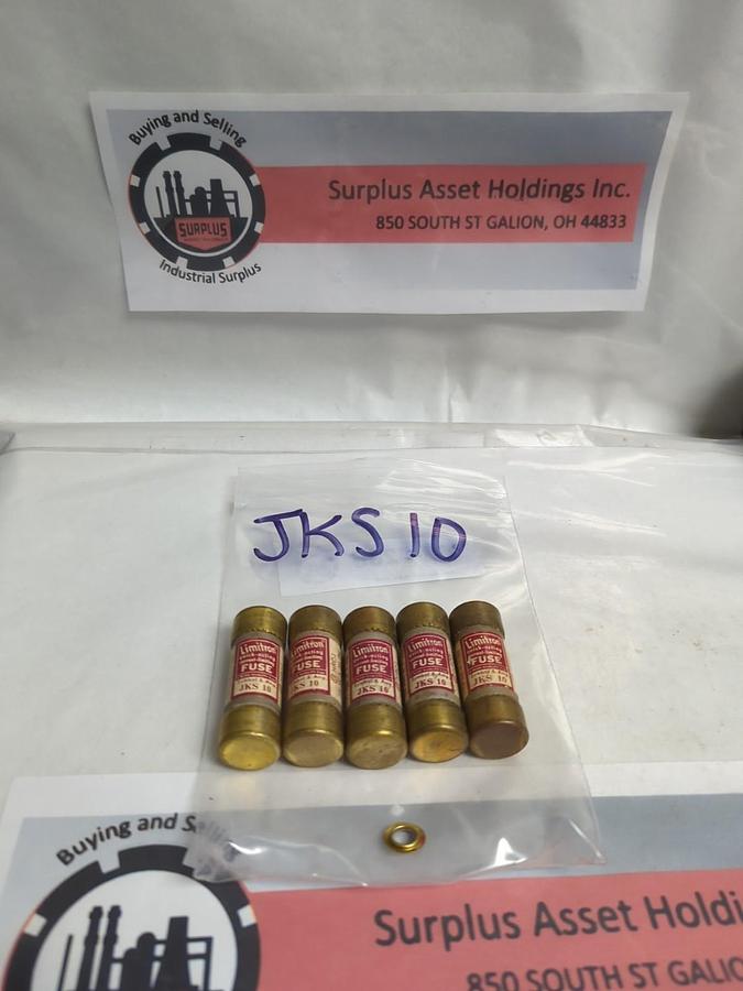 Used COOPER BUSSMANN,JKS-10,LIMITRON 10 AMP FUSE LOT OF 5 PRE-OWNED