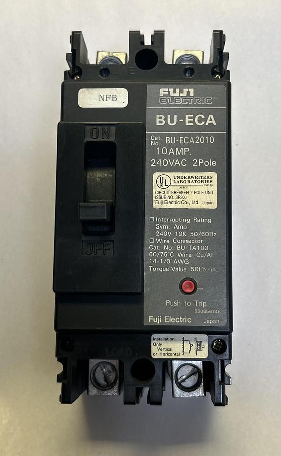 Used FUJI ELECTRIC,BU-ECA2010,CIRCUIT BREAKER 10A 240V 2P