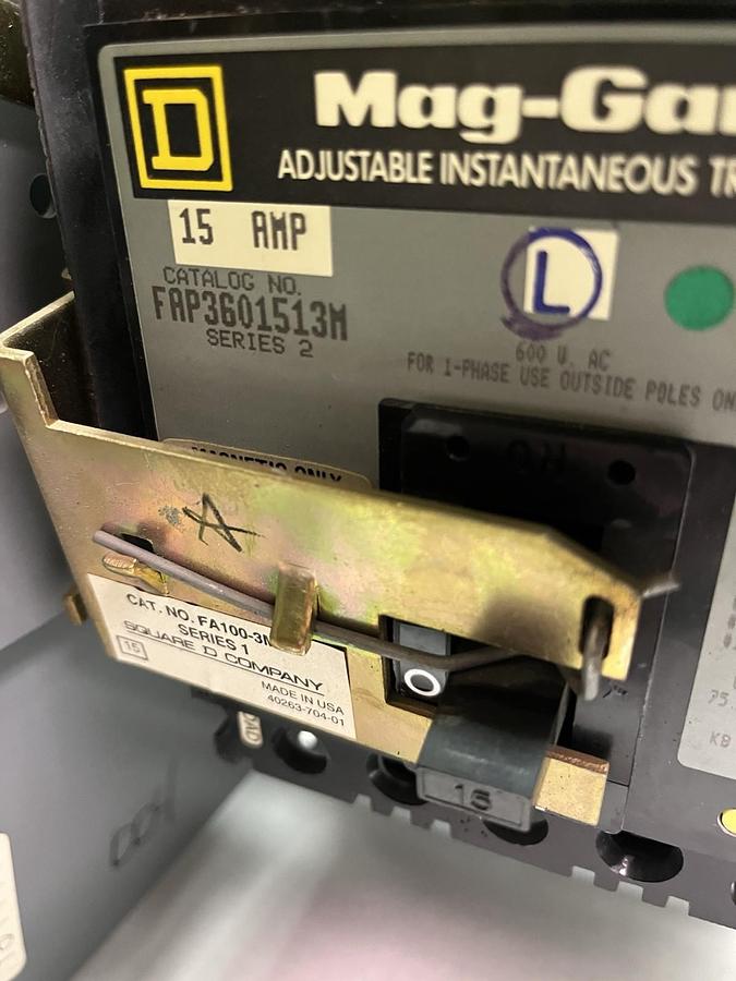 Used SQUARE D,MODEL 5,SIZE 1 MCC 8536SCO3 STARTER BUCKET 15A FAP3601513M BREAKER