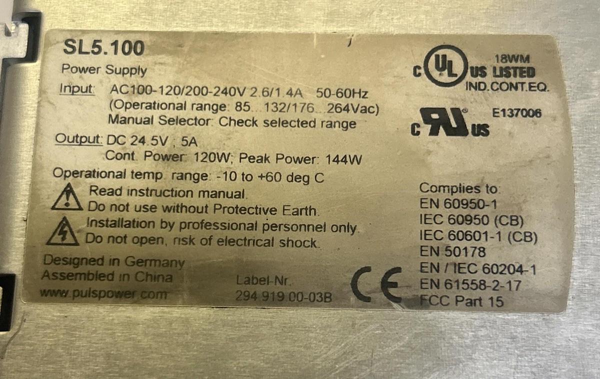 Used PULS,SL5.100,POWER SUPPLY