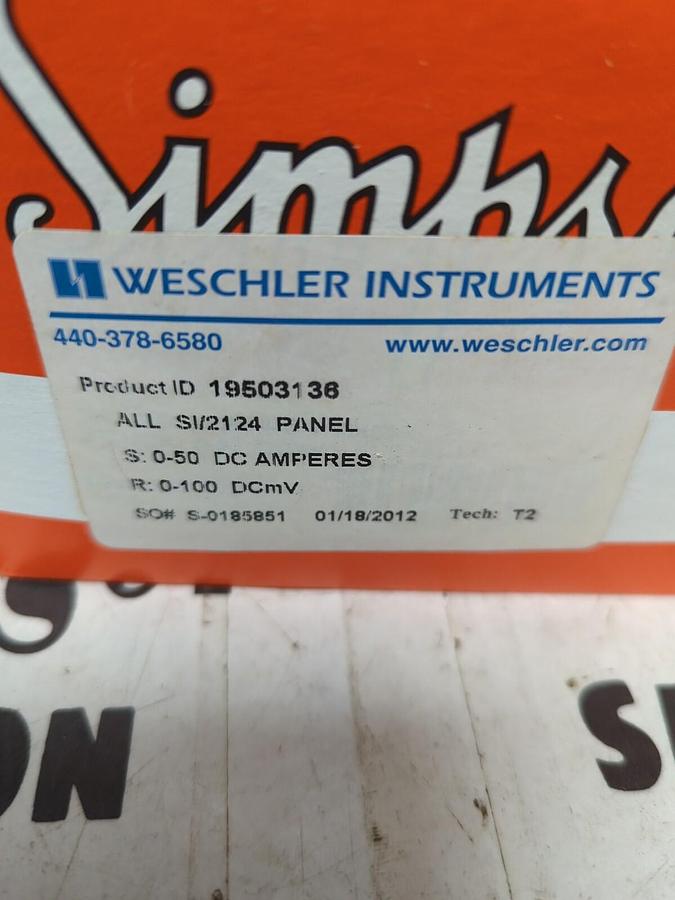 SIMPSON WESCHLER,ALL SI/2124,PANEL METER 0-50 DC AMPERES NOS
