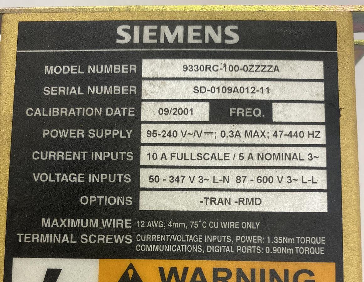 Used Siemens,9330RC1000ZZZZA,Power Meter Module for Remote Display