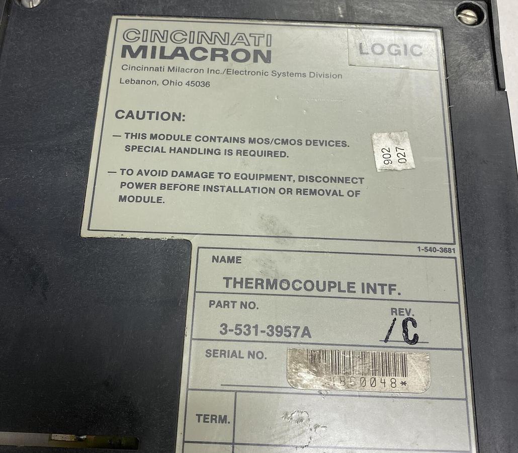 Used Cincinnati Milacron,3-531-3957A,Rev C Thermocouple Interface Module