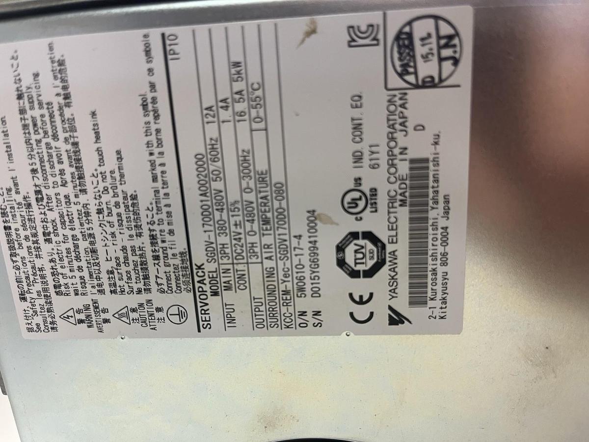 Used YASKAWA,SGDV-170D01A,SERVOPACK SERVO DRIVE 16.5A 5kW