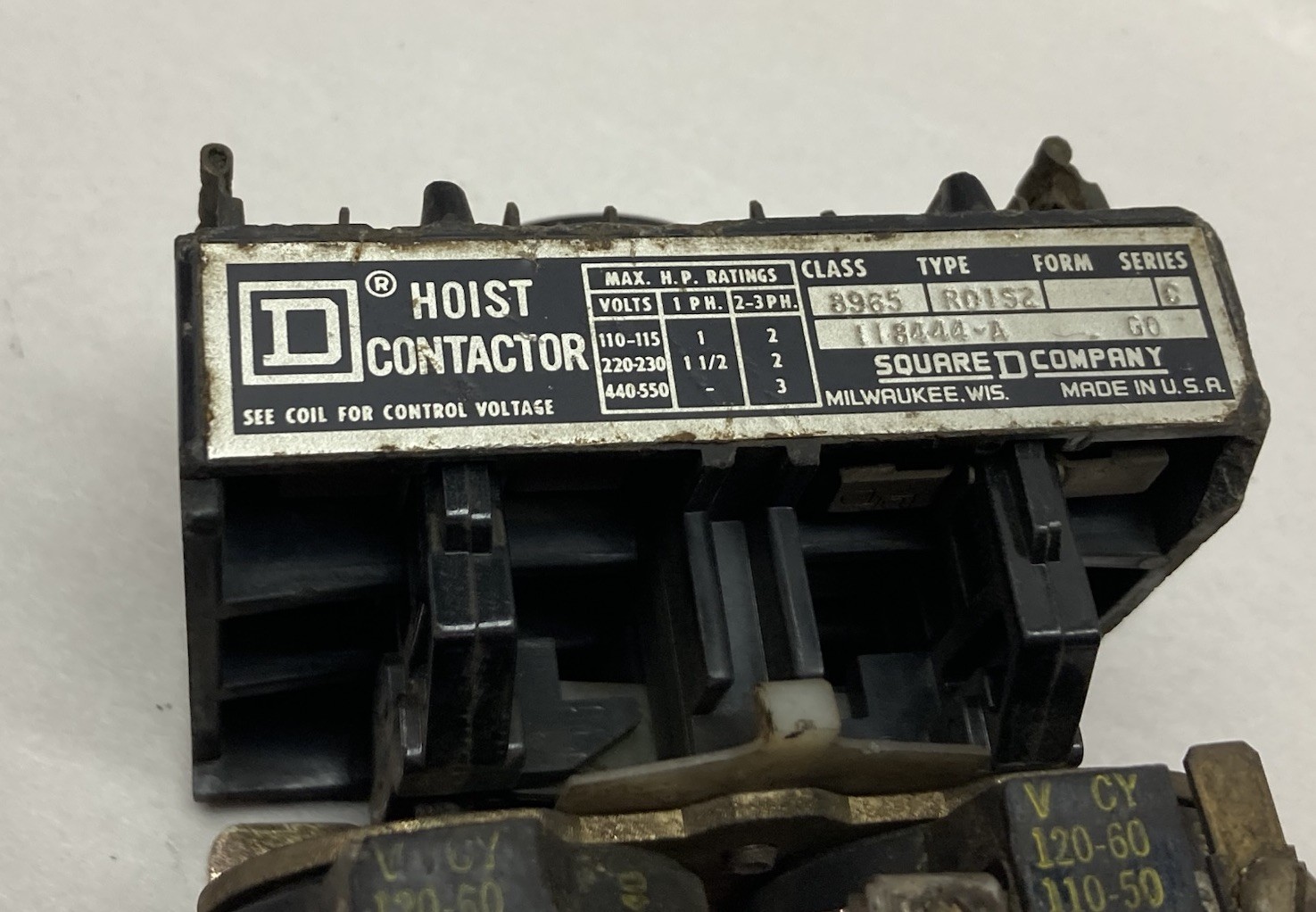 Used Square D,Class 8965 Type R01S2, Hoist Contactor Ser C