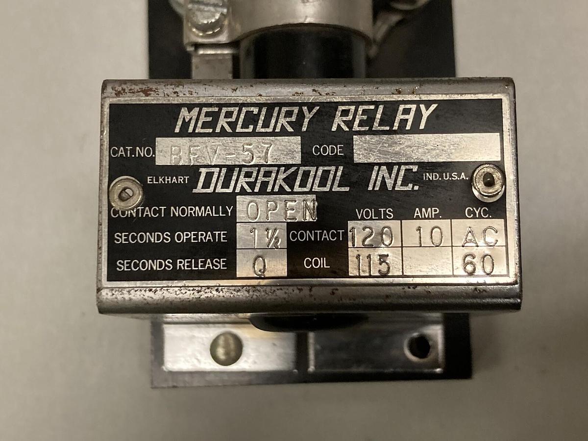 Used Durakool,BFV-57,Mercury Relay 115V Coil 10A