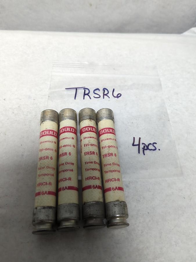 Used GOULD SHAWMUT,TRSR6,TRI-ONIC 6 AMP FUSE LOT OF 4 PRE-OWNED