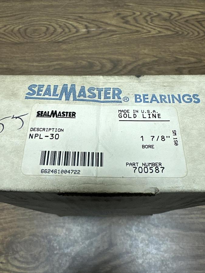 Sealmaster,NPL-30,Pillow Block Bearing 1 7/8" Bore Gold Line