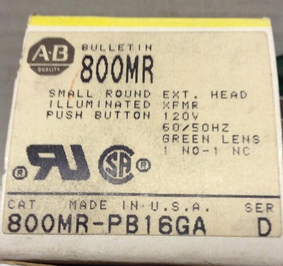 Allen-Bradley,800MR-PB16GA,Small Round Illuminated Push Button Green Lens