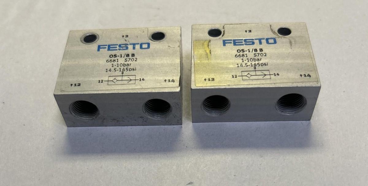 Used FESTO,OS-1/8B,MANIFOLD VALVE LOT OF 2