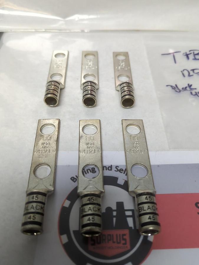 T&B,125N,COMPRESSION LUG 2-HOLE BLACK 45 LOT OF 6 NOS