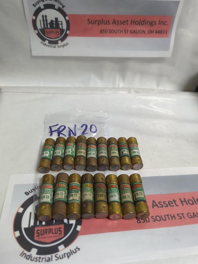 Used COOPER BUSSMANN,FRN20,FUSETRON 20 AMP FUSE LOT OF 17 PRE-OWNED