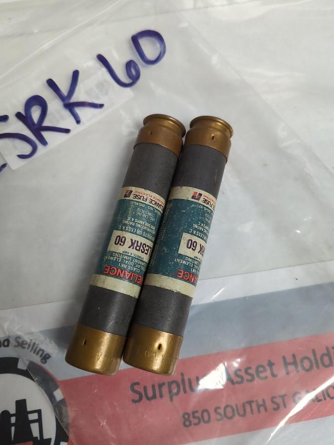 Used RELIANCE,ESRK60,TIME DELAY 60 AMP FUSE LOT OF 2 PRE-OWNED