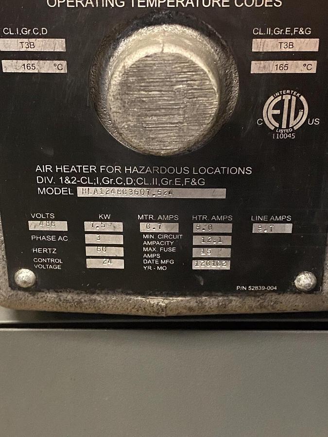 Used Marke,HLA1248C3607.524,Heat Exchanger 460V 1/4Hp T3B 165'F