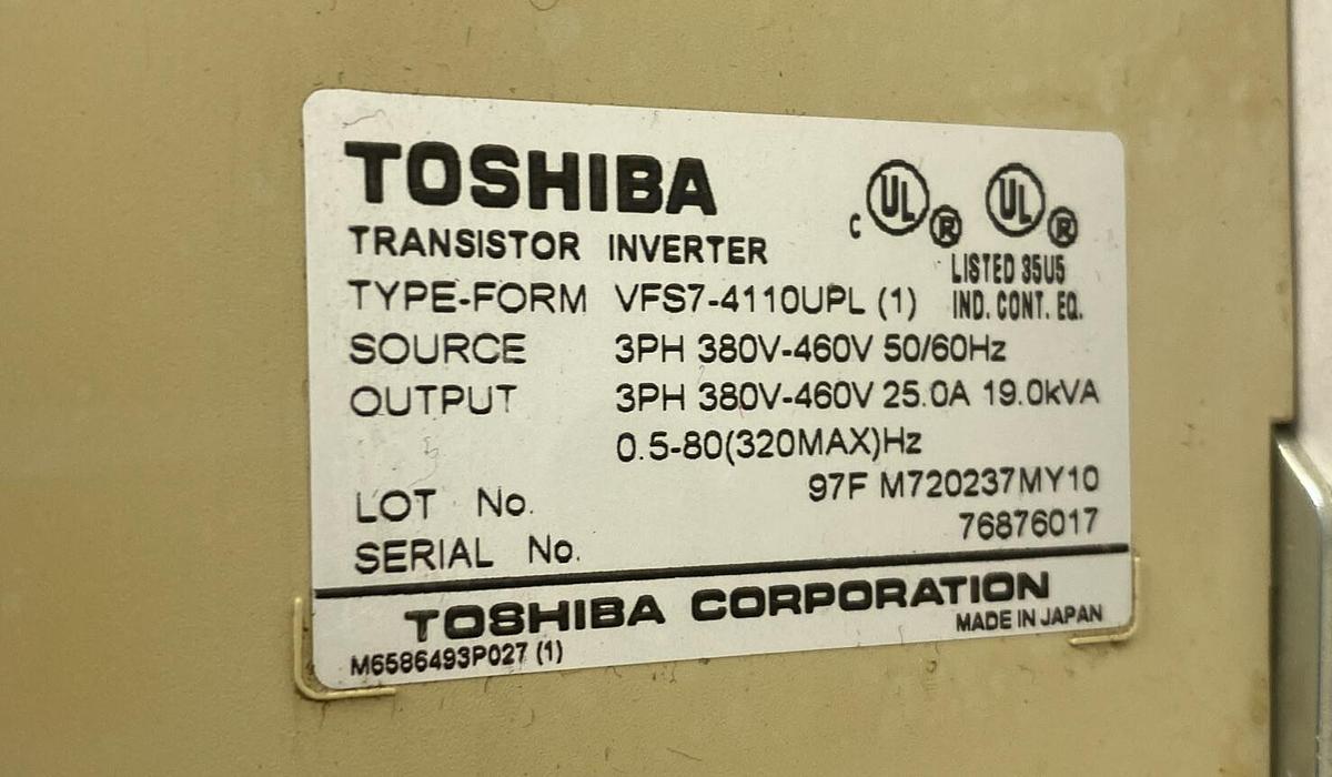 Used TOSHIBA,VFS7-4110UPL,TRANSISTOR INVERTER
