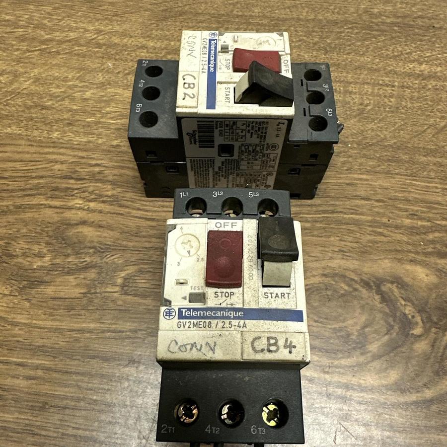 Used Telemecanique,GV2ME08,Motor Protector Switch LOT of 2