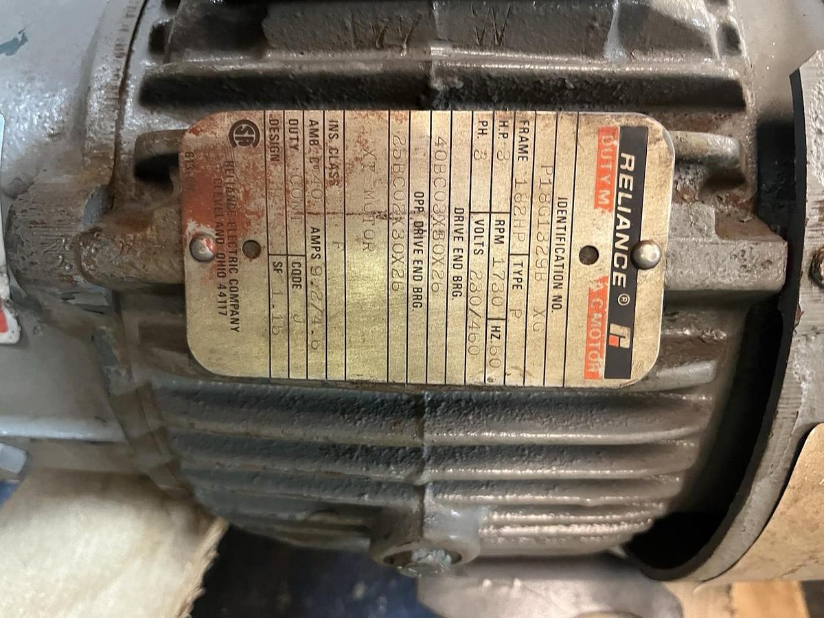 Used RELIANCE,P18G1329B,MOTOR 3HP 1730RPM 3PH 182HP