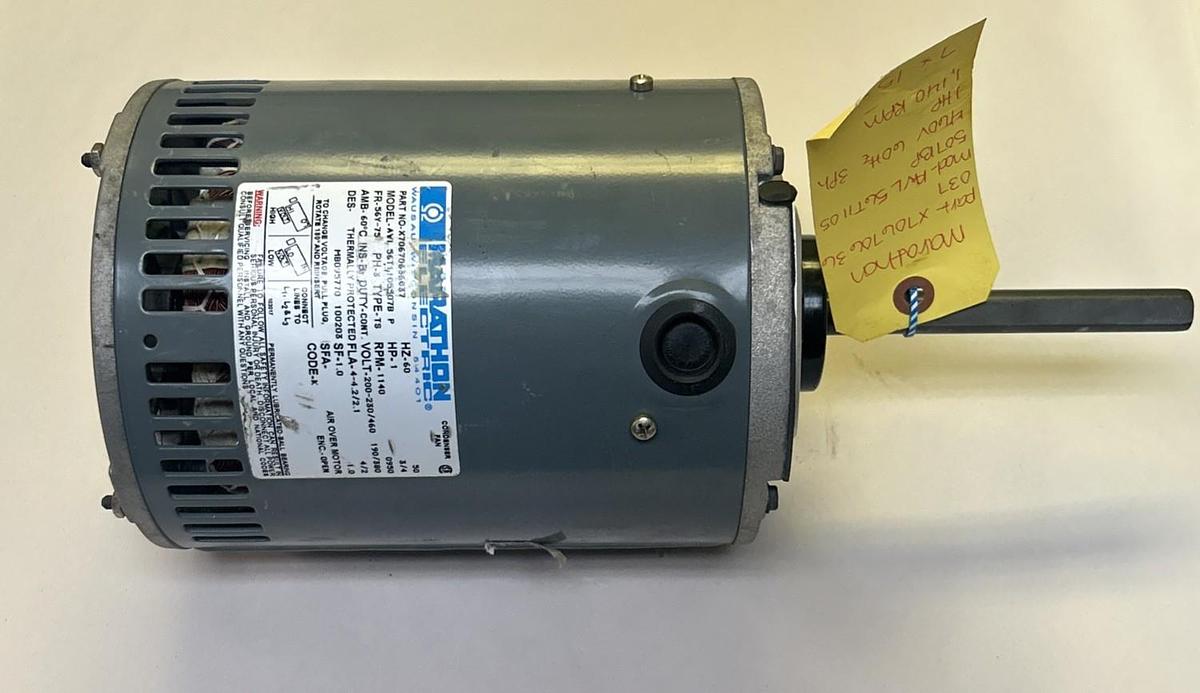 Used MARATHON,X70670636037,MOTOR 1HP 200-230/460V 1140RPM 3PH 56Y-75 FRAME