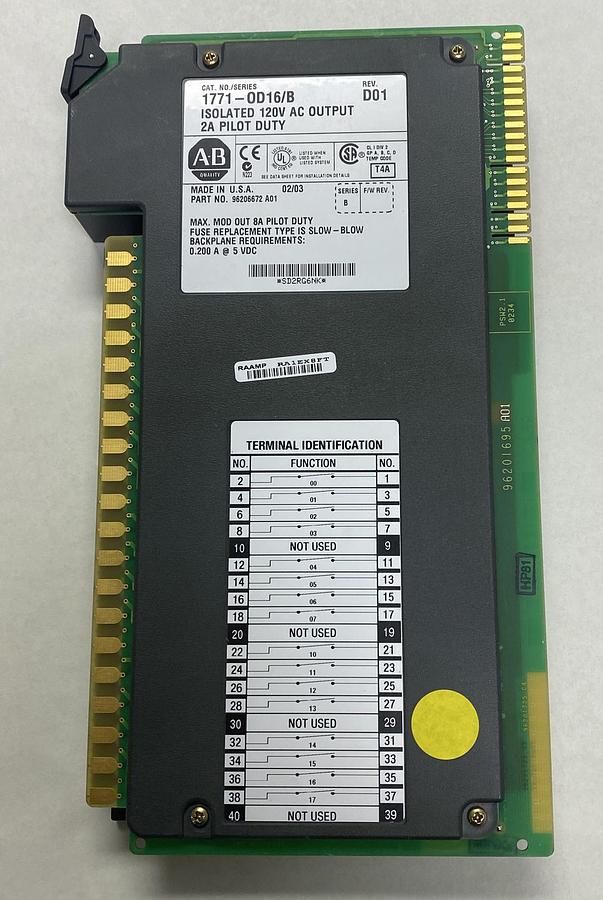 Used ALLEN BRADLEY,1771-OD16,SER B ISOLATED 120 VAC AC OUTPUT MODULE