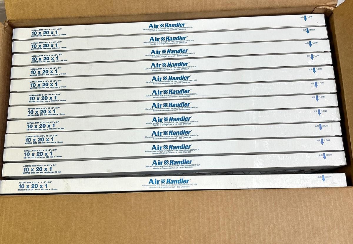 AIR HANDLER,5W890,SYNTHETIC PLEATED MERV 7 AIR FILTER 10X20X1 BOX OF 12 NOS