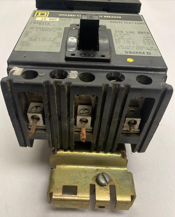 Used Square D,FA36015,I-Line Circuit Breaker 15AMP 600V 3 POLE