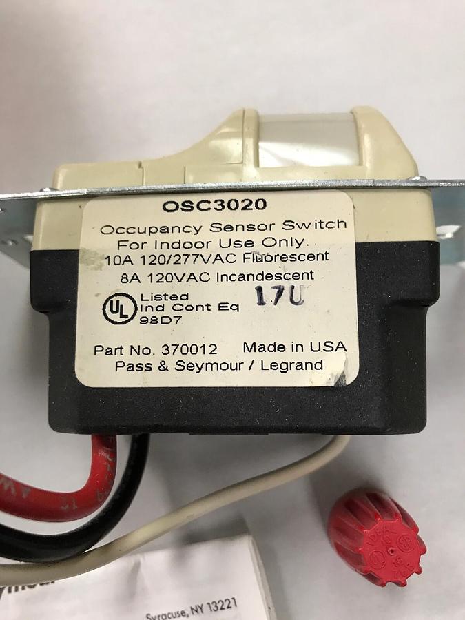 Used Pass & Seymour,OSC3020-I,Occupancy Wall Switch